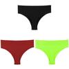 Women Solid 3PCS/Set Panties Sexy Middle Waist G-String Thong Femal Soft Nylon Lingerie Stretch T-Back Thong Underwear