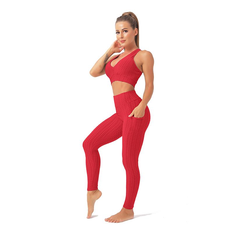 Women Yoga Sports Suit Fashion Quick-drying Sports Bra Shockproof Yoga Pants Fitness Suit