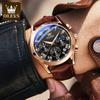 OLEVS 2871 New Fashion Business Luxury Sport Wristwatches 3atm Water Resistant Genuine Leather Quartz Wrist Watches for Men