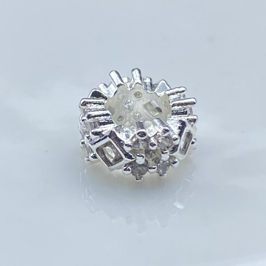 Elegant Double-Row Large Hole Barrel Bead with Crystal and Zircon Inlay for Jewelry Making