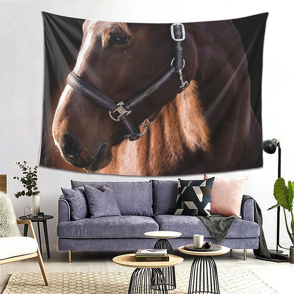 Brown Horse Herd Running Galloping Animal Lovers Humor Tapestry Wall Hanging Aesthetic Home Decoration Tapestries for Dorm Room