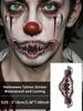 Body Art Colorful Halloween Horror Big Mouth Face Terrifying Pranking Tattoo Sticker Funny Makeup Party Waterproof Color Sticker