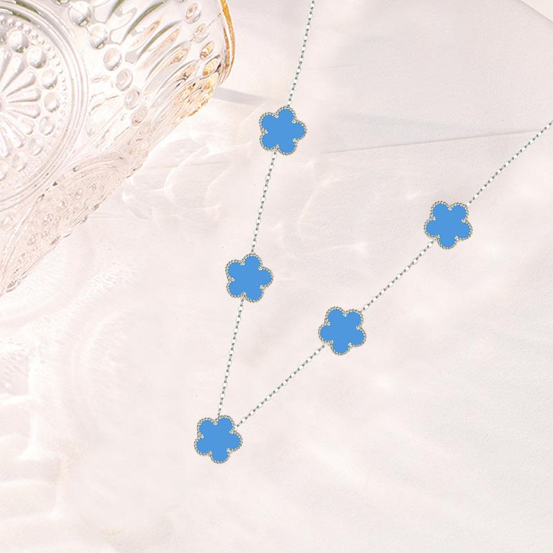 Gold Silver Color Pendant Necklaces Double Sided Flowers Stainless Steel Necklace Elegant Charms for Necklace Women Charm Clover