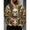 2025 New Men's Vintage Skull Skeleton 3D Print Hoodie Men Women Fashion Oversized Hoodie Sweatshirt Halloween Unisex Tracksuit