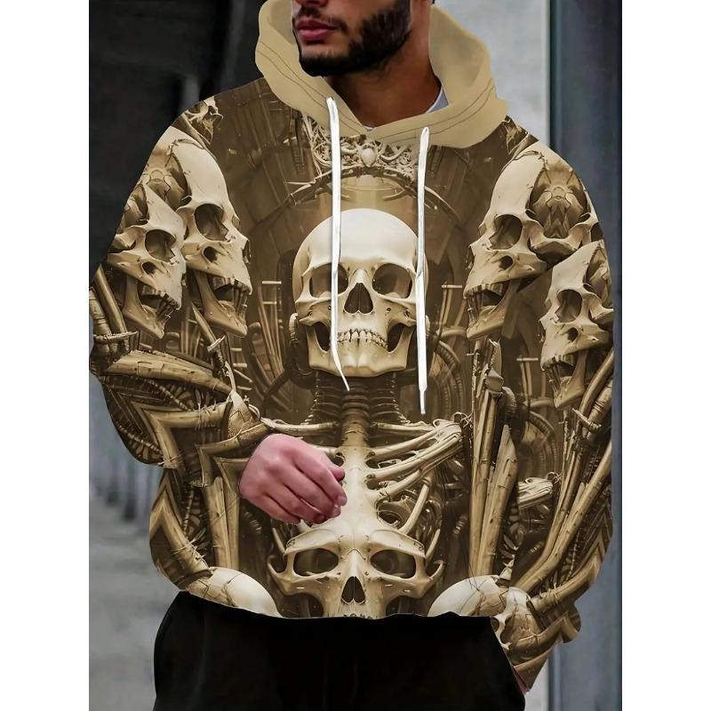 2025 New Men's Vintage Skull Skeleton 3D Print Hoodie Men Women Fashion Oversized Hoodie Sweatshirt Halloween Unisex Tracksuit