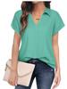 Women's Casual Black Short-Sleeve Shirt - Versatile Solid Color for Business or Leisure