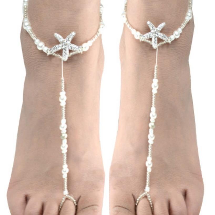 1 Pcs Women Summer Fashion Decor Accessories Pearl Barefoot Sandal Beach Wedding Foot Anklet Fashion Gifts Casual Occasion