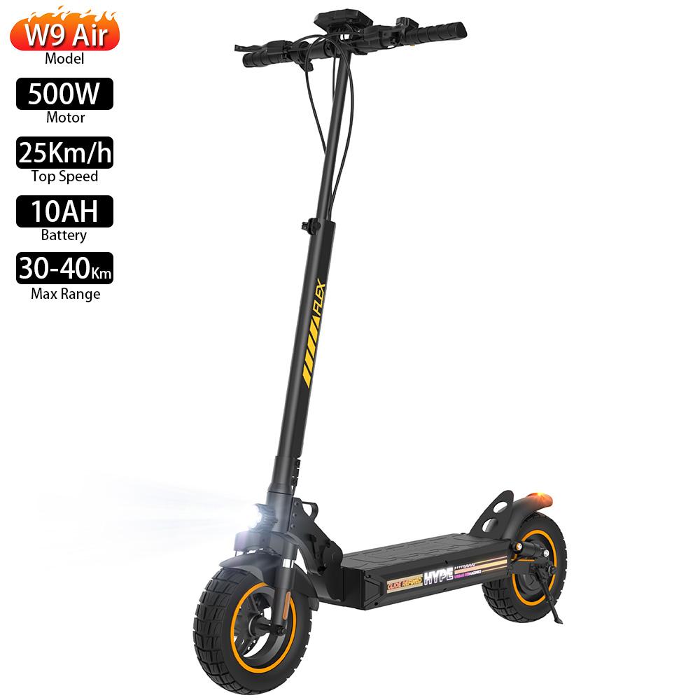 Electric Scooter iScooter W9 Air 10" 500W Motor Fully Suspended Adult Electric Scooter Top Speed 25Km/h 48V 10AH Black