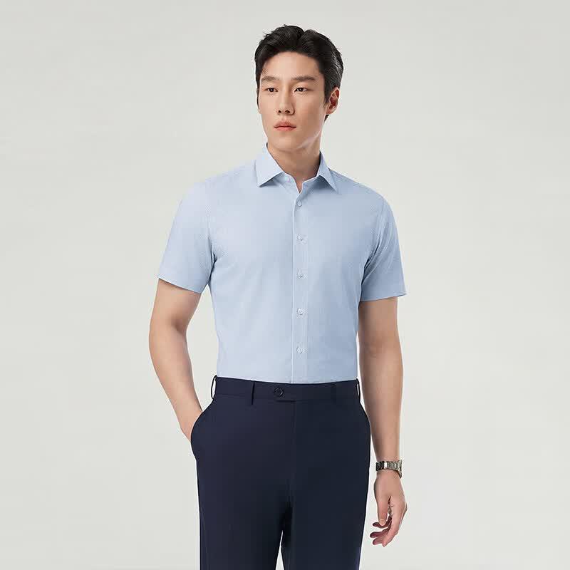 YOUNGOR Men's Smooth Wrinkle-Resistant Short-Sleeve Shirt