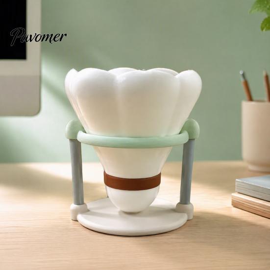 Compact Desktop Organizer 3D Printed Badminton Pen Holder, Stationery Organizer, Creative Desk Modern Home Office Decor Storage Cup for Supplies