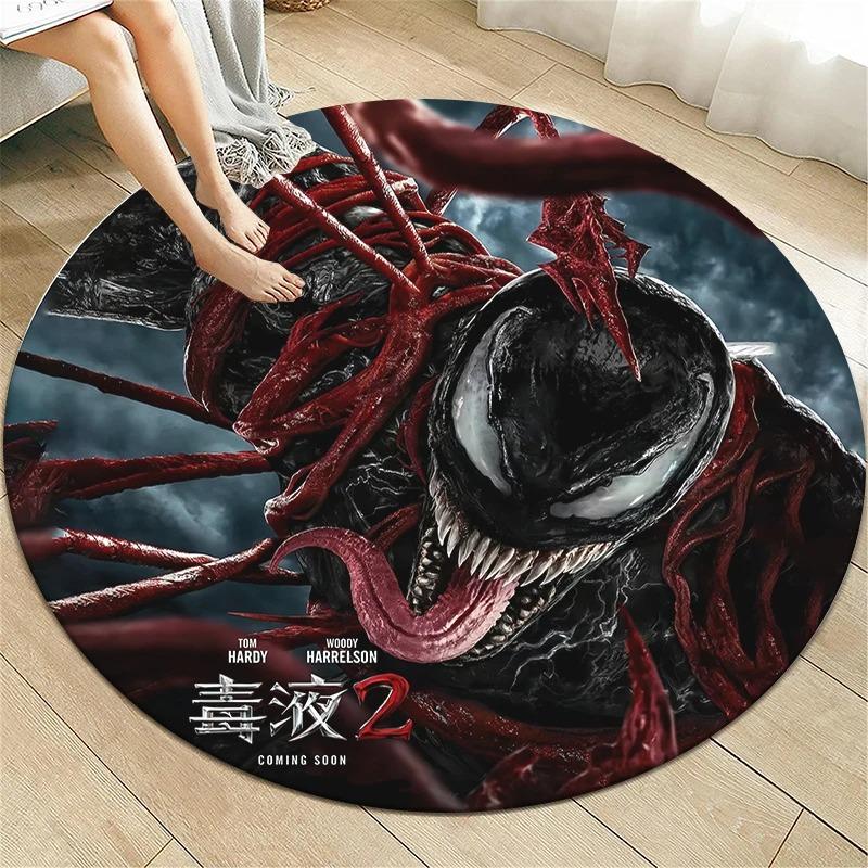 Disney Venom Movie HD Printed Round Carpet Living Room Sofa Chair Bedroom Rugs Flannel Anti-Slip Scary Home Decor Mat