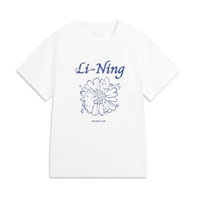 Li Ning Sports Lifestyle Series Round Neck Loose Letter Print Casual Versatile Short Sleeve T-Shirt Women T-Shirts ATSW314-8