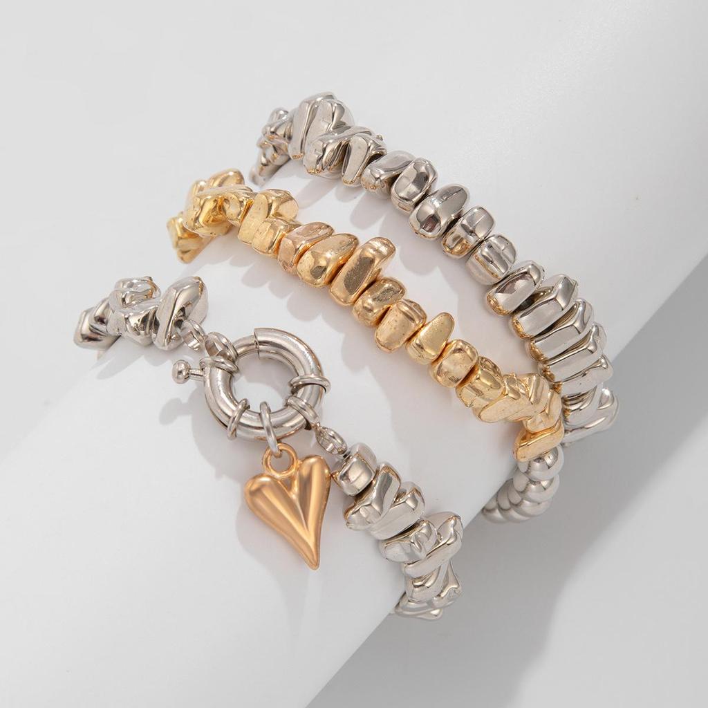 3Pcs/Set Irregular CCB Stone Chain Bracelets Jewelry Party Accessories Geometric Heart-Shaped Pendant Bracelet 2025 New