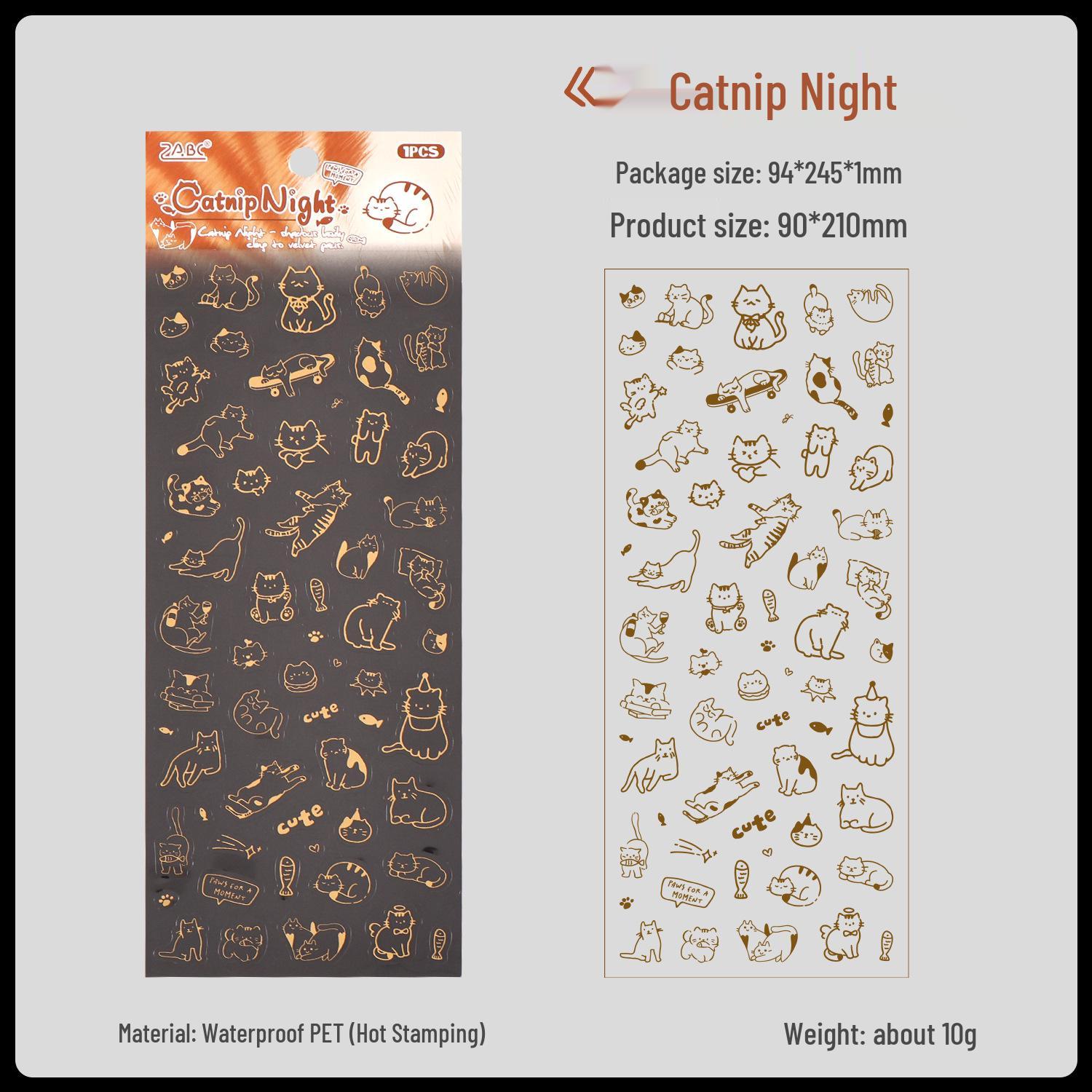 ZABC Meow Fun Story Cat Theme Laser Stamping Decorative Sticker Sheet