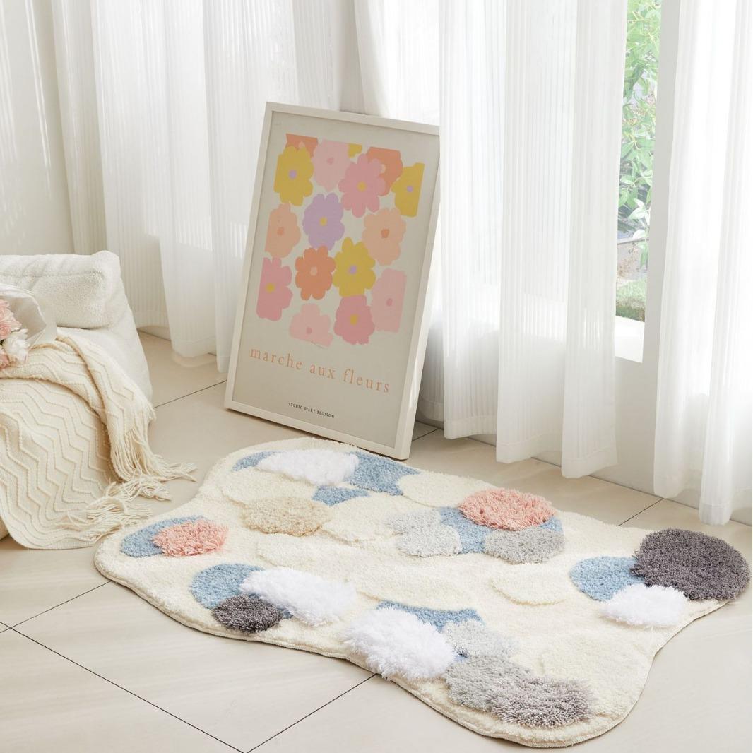 

Неровный ковер, напольный коврик, одеяло для спальни, утолщенный плюш, высококачественный кремовый стиль, плюшевый материал, ковер 50x80CM