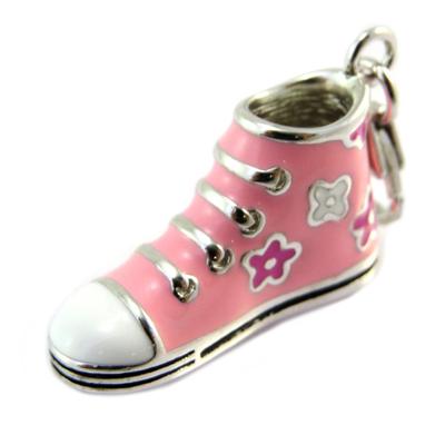 [P2550] - Silver Charm Pendant 'Basket' Silver Pink (rhodium Plated)