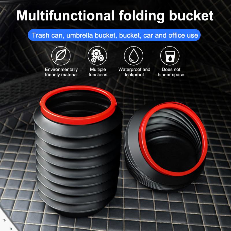 Space-saving 4L Portable Foldable Car Trash Cans with Telescopic Feature