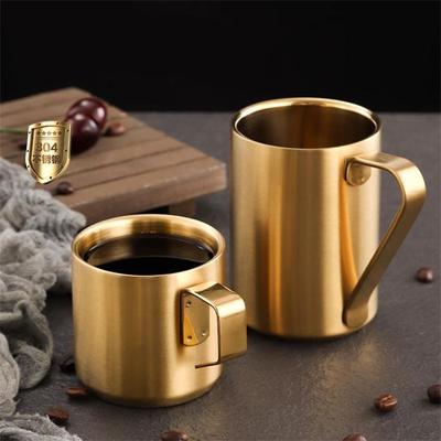 Double Wall Anti Scalding Coffee Mug with Handle Stainless Steel Camping Metal Beer Mugs Insulated Portable Drinking Water Cups