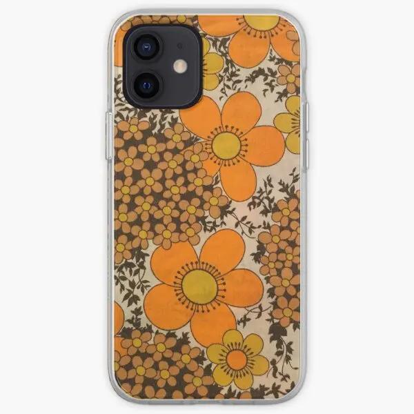 

60S 70S Orange Floral Pattern Iphone Tou Phone Case Customizable for iPhone 11 12 13 14 Pro Max Mini X XS XR Max 6 6S 7 8 Plus iPhone 13 mini