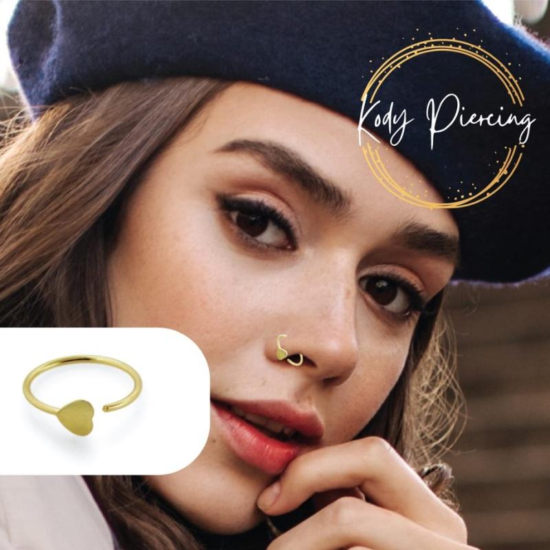 

Открытое кольцо KODY PIERCING из 9-каратного золота с плоским сердцем диаметром 3 мм