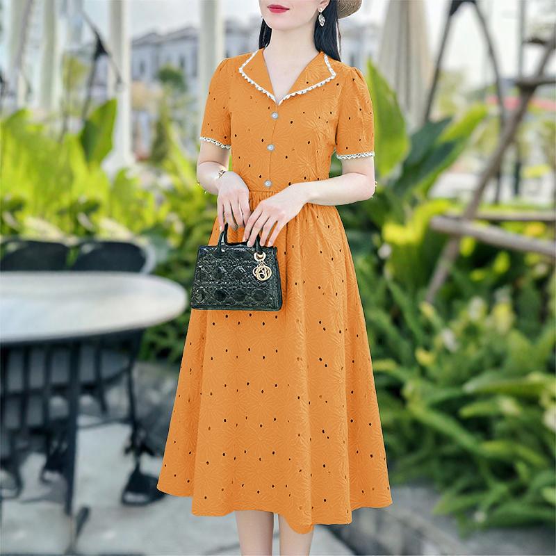 ZANZEA Women Casual Turn Down Collar Summer Patchwork Crochet Short Sleeve Dress