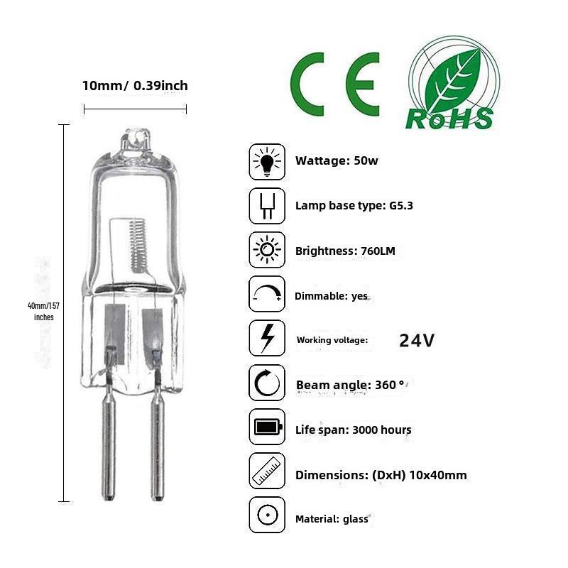 G4/G5.3 Halogenlampenperlen für Aromatherapielampen, 220 V/12 V, 20 W/35 W, Kristallbirne mit zweipoligem Stecker