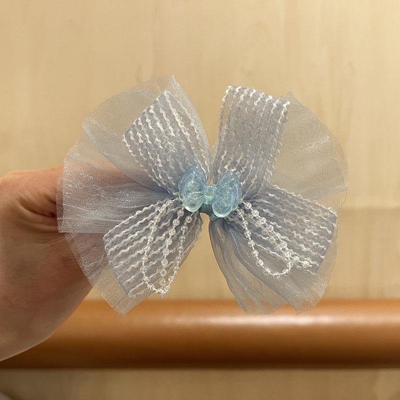 Korean Style Double Layer Chiffon Ribbon Hair Clip for Kids - Cute Princess High Ponytail Hair Accessory