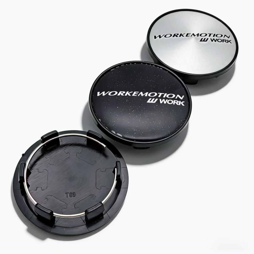 4pcs 69mm ( Clips 56mm ) W Work Emotion Logo Emblem Car Wheel Center Caps Wheel Rim Dust Cover Hubcaps Replace Hub Accessories