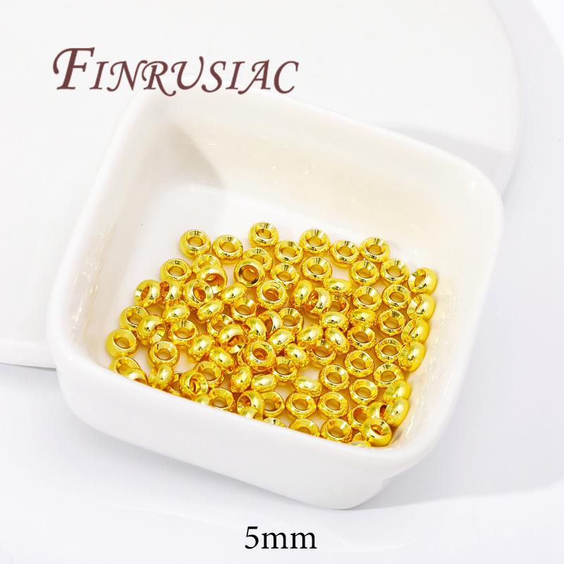 4mm 5mm 6mm 8mm Spacer Bead For Bracelets 18K Gold Plated Separator For Beads, DIY Jewelry Making Accessories