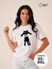 Oversized Cotton T-shirt with "Black Cat" Print