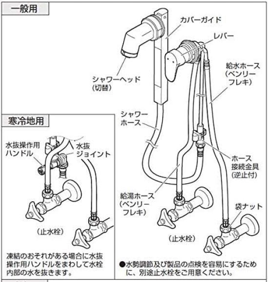 SANEI Single Spray Mixer Shower Faucet, Wall-Mounted, Water-Saving, Eco-Friendly Faucet, Pull-Out Head, Shower/Straight Switchable, K3715EV-13