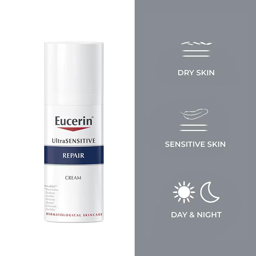 EUCERIN Ultra Sensitive Repair Cream 1.69oz / 50ml, irritated and redness-prone skin, Moisturizing, Korean Cosmetics, Kbeauty