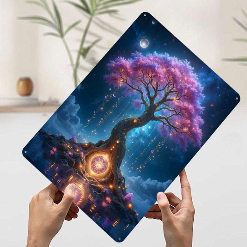 Magical Tree of Light Printed Poster Customized Wall Art Retro Vintage Metal Tin Signs for House Decor Bedroom Decoration Room
