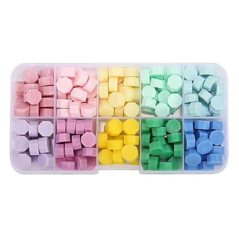 Ten Color Compartment Box Sealing Wax Pellets Complete Sealing Stamp Tool Set Multi Color Sealing Wax Pellets