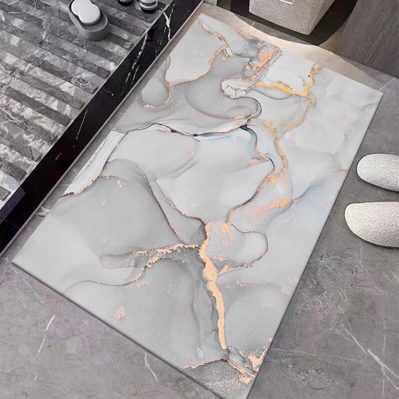 Modern Diatomaceous Earth Bath Mat Machine Made Printed Non Slip Soft Super Absorbent Sustainable Dirt Barrier Quick Dry for