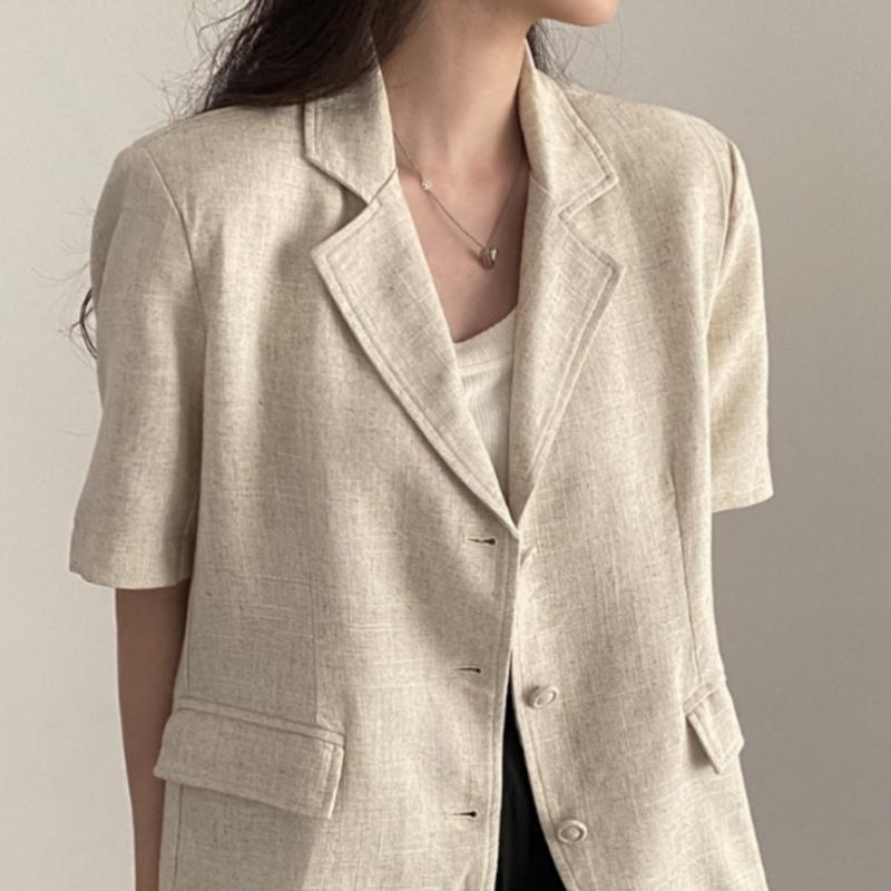 Shop Women S looSe Fit Linen Short Sleeve Jacket Workwear Won Wjp Wfi9bou