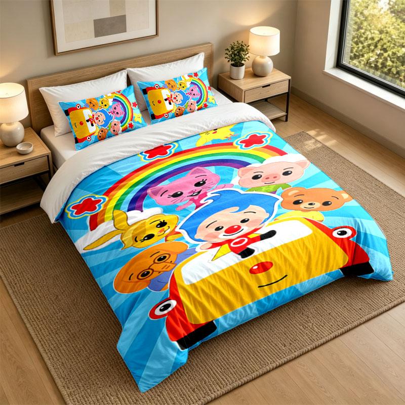 3Pcs Bedding SetEl Payaso Plim Plim Soft Bed Sheet and Two Pillowcases Home Bedroom Decor