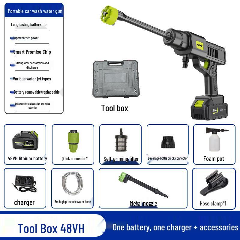 Portable Wireless High-Pressure Car Wash Gun with Lithium Battery