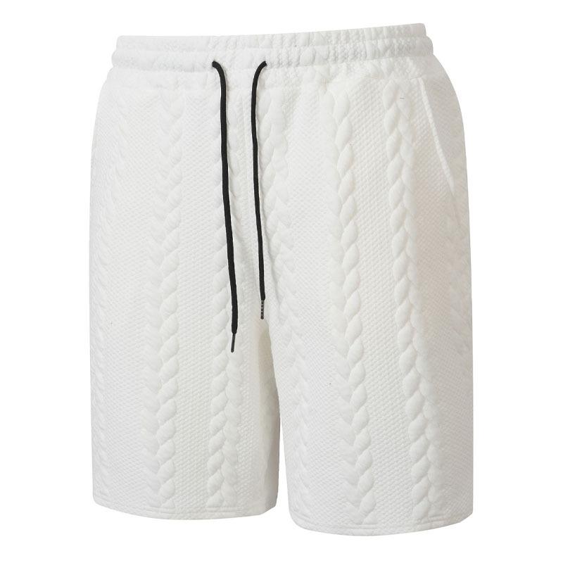 Mens Casual Drawstring Pocket Jacquard Sports Shorts S