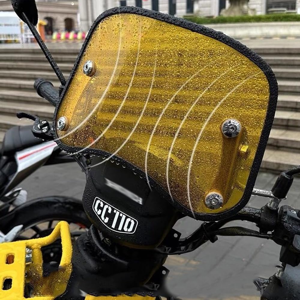 DOMOPAY Retro Accessory Windshield Modification Thick Windshield for Super Cub C125 Cross Cub Cross Cub 110 and Monkey 125 (Yellow) 125, (JA48, JA58,