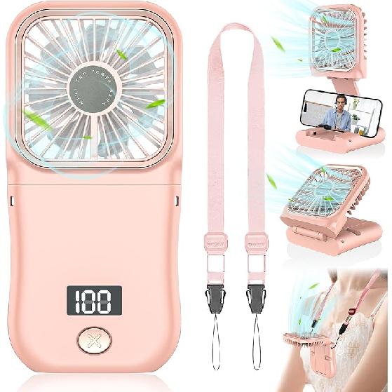 Hand Held Fan Rechargeable,Mini Fan Portable Fan Battery Powered Fan with 3 Speed, Table Fan Small Desk Fan, Cordless Personal Fan, 180°Folding Hand