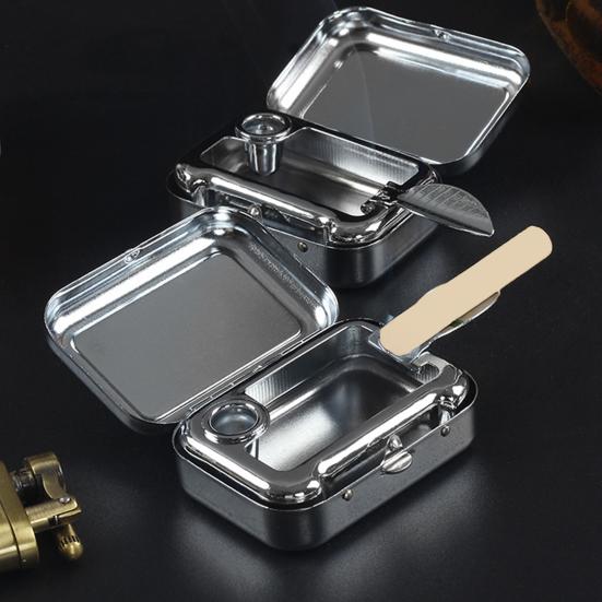 Portable Ashtray Outdoor with Built-in Holder Metal Travel Camping Hiking Pocket