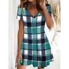 Summer Temperament Elegant and Fashionable Design Women's Casual Elegant Dress 3D Printed V-neck Short Sleeved Dress