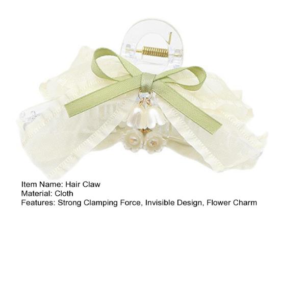 Hair Claw Large Transparent Strong Clamping Force Spring Invisible Hair Clip with Flower