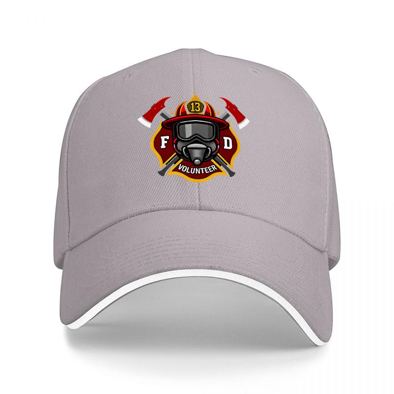 Volunteer Fire DepartUnisext Baseball Cap with Firefighter Helmet and Axes Emblem Black Adjustable Hat for Adults
