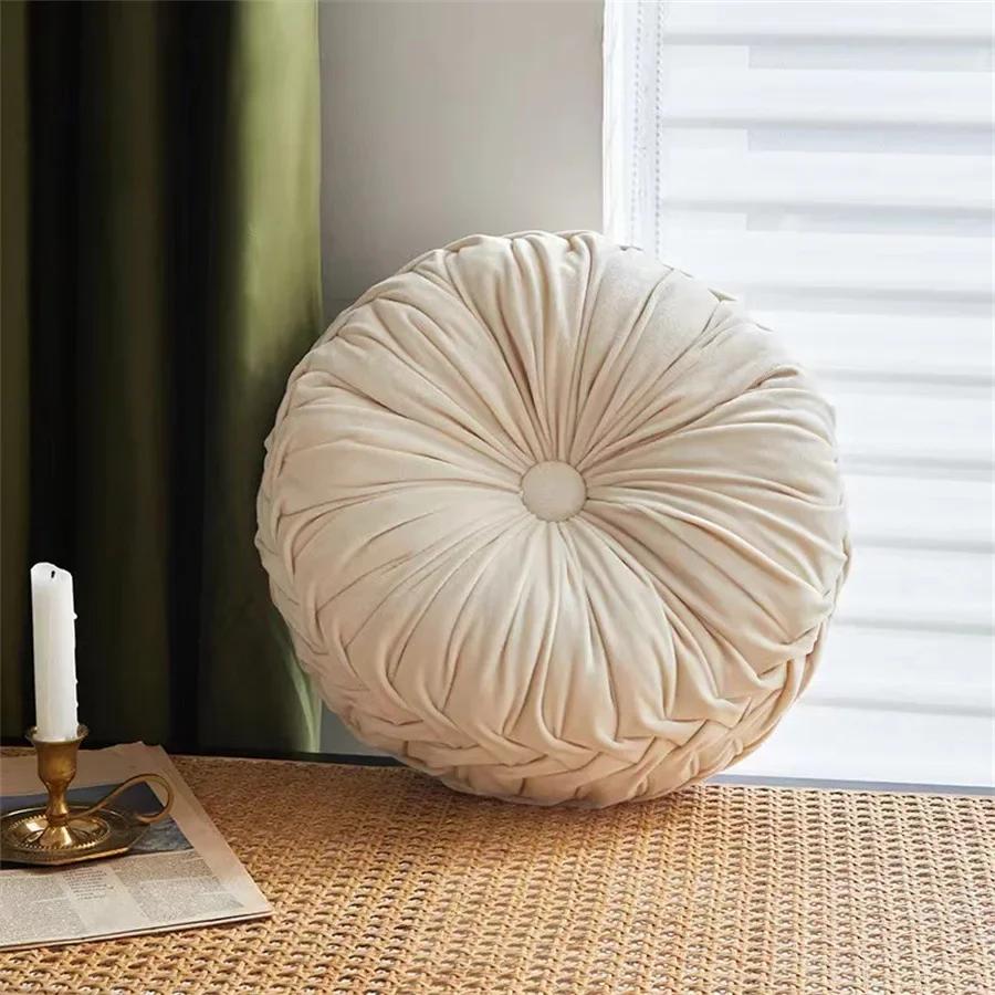 Velvet Pillow Round Pumpkin Seat and Back Cushions Lumber Support for Sofas Chairs Beds Cars Colorful Floor Cushions Home Decor