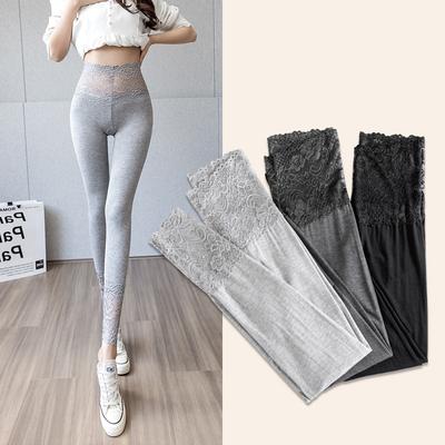 Leggings in pizzo da donna, in cotone modal, alla moda, sottili, patchwork, traspiranti, elastici, comodi