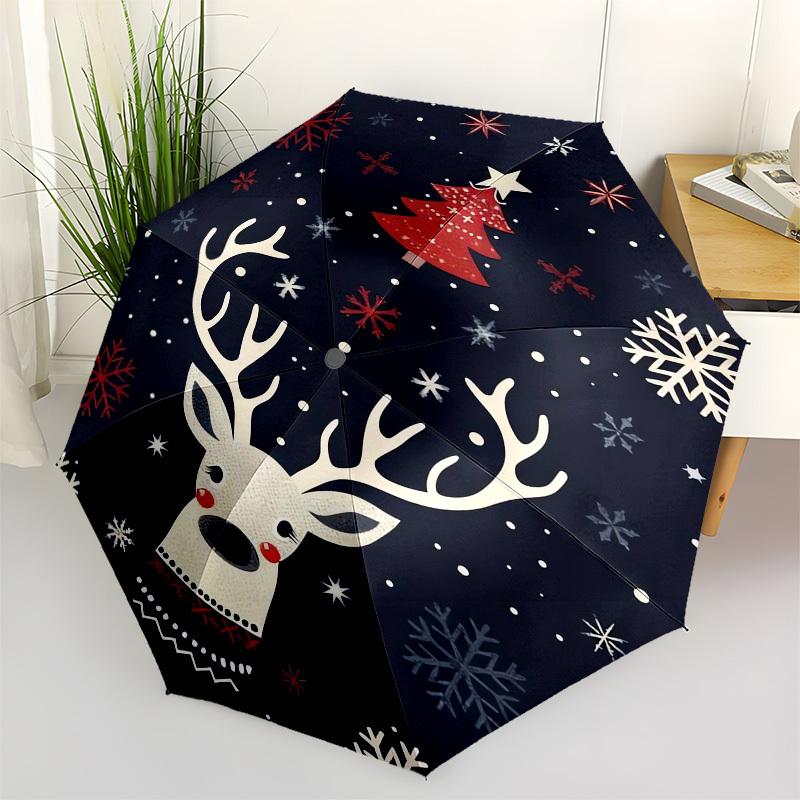 1 Stück Weihnachtsreh mit Schneeflocken und Baumschirm mit Kunststoffgriff, Geeignet für alle Jahreszeiten Outdoor PT380