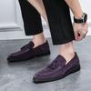 Large Size Suede Business Tassel Loafers Men's British Fashion Purple Dress Leather Shoes Wedding Men's Shoes