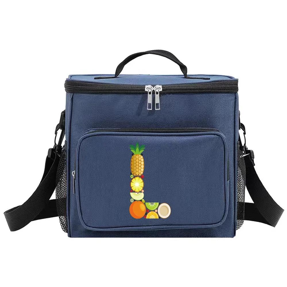 Lunch Bag Insulated Bags Cooler Box Thermal Organizer Handbag Camping Shoulder Storage Lunchbag for Men and Women Fruit Pattern